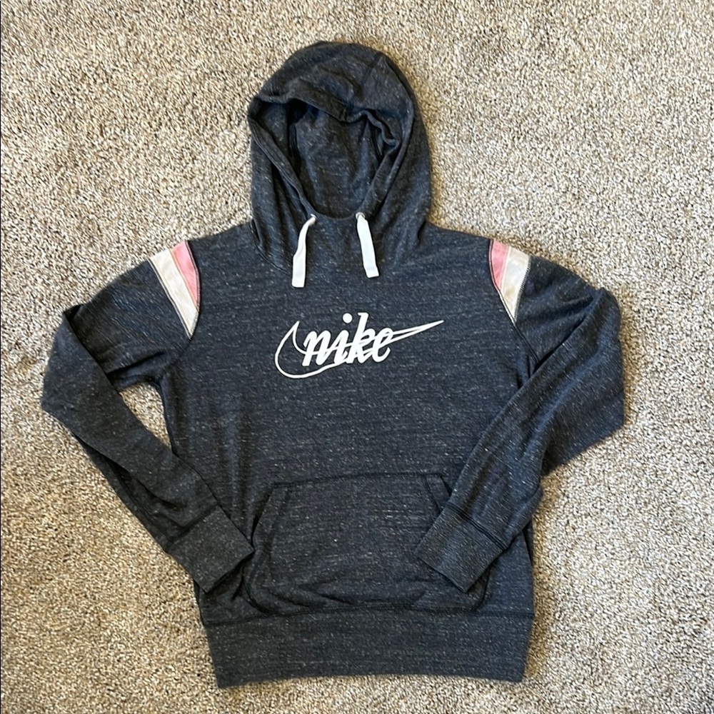 Nike Dark Gray Hoodie with Pink Accents